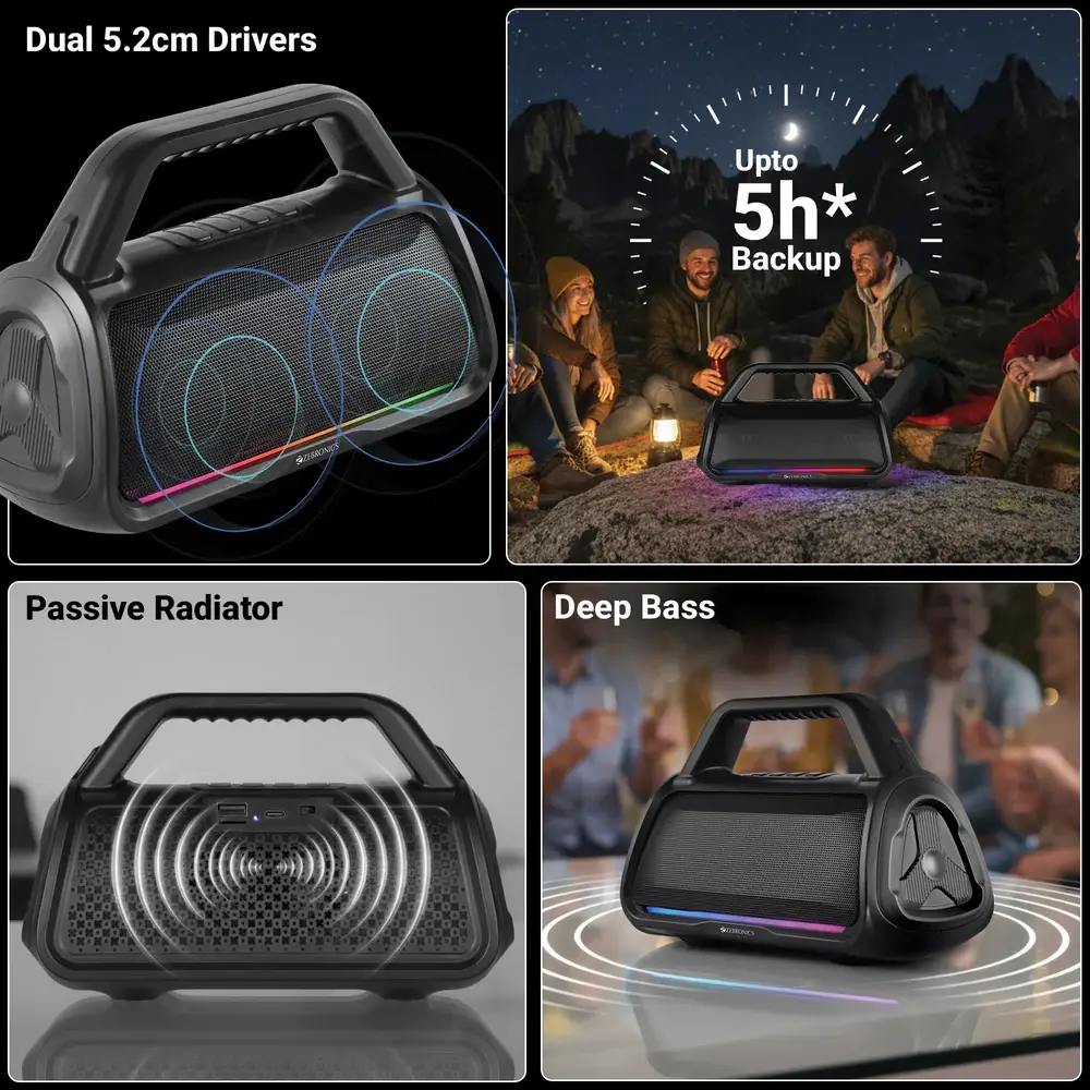 Zebronics Bluetooth Speaker RGB 16w County 10 view 6
